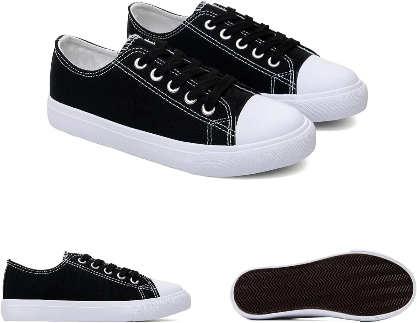 Classic Unisex Low-Top Canvas Sneakers – Boys Girls and Toddler Casual Lace-Up Shoes with Rubber Sole, Includes Extra White Shoelaces
