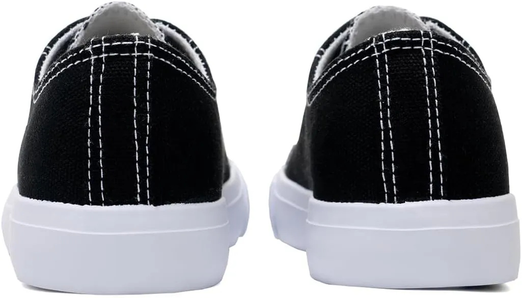 Classic Unisex Low-Top Canvas Sneakers – Boys Girls and Toddler Casual Lace-Up Shoes with Rubber Sole, Includes Extra White Shoelaces