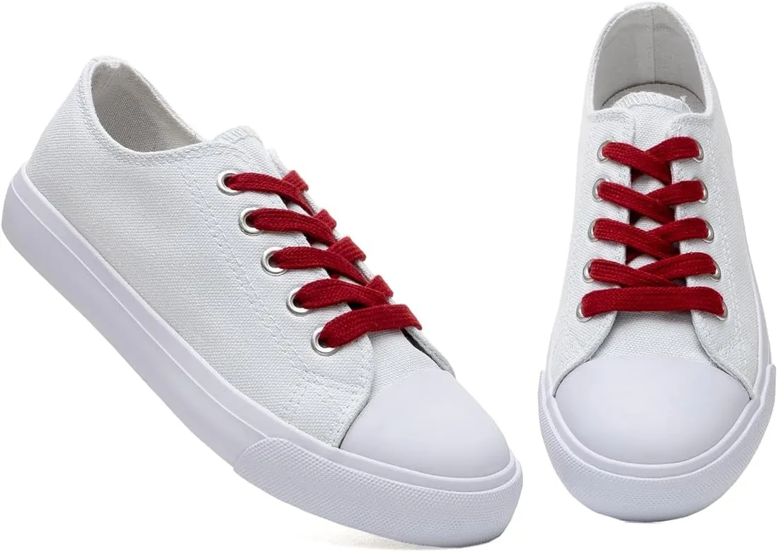 Classic Unisex Low-Top Canvas Sneakers – Boys Girls and Toddler Casual Lace-Up Shoes with Rubber Sole, Includes Extra White Shoelaces