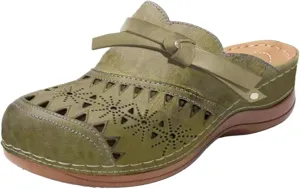 Clogs for Women 2025 Summer Comfortable Wedge Sandals Breathable Hollow Out Closed Toe Slip On Slippers Beach Arch Support Outdoor Slippers Round Platform Shoes