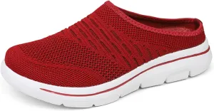 Clogs for Women Breathable Soft Mesh Mules Fashion Knitted Backless Slip On Lightweight Walking Shoes Casual Closed Toe Orthopedic Mules with Arch-Support Comfortable Wedge Mule