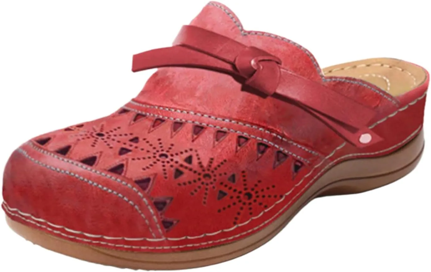 Clogs for Women Comfortable Closed Toe Flat Sandals Wide Width Wedge Sandal Arch Support Slip On Shoes Dressy Walking Flats Round Toe Bow Mules Casual Summer Beach Slippers
