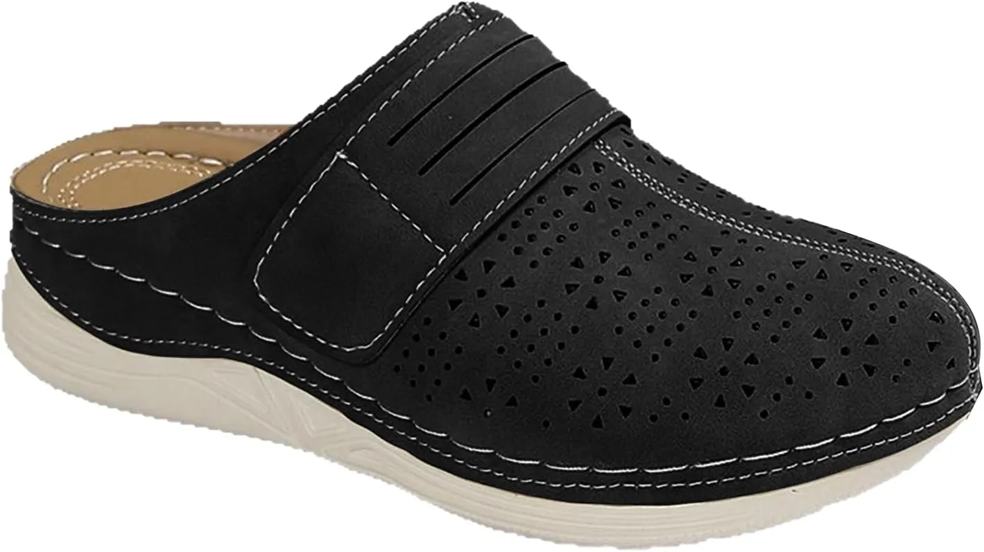 Clogs for Women Comfortable Closed Toe Mules Summer Dressy Slip On Shoes Walking Wedge Clogs Hollow Out Sandals Business Work Open Back Shoe Travel Vacation Sandals