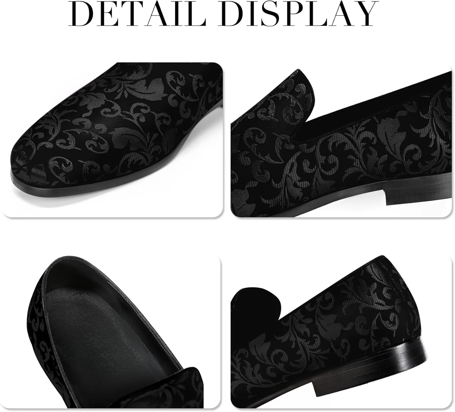 Cloudstyle Men's Vintage Dress Loafers Shoes Fashion Floral Satin Slip-On Prom Tuxedo Shoes