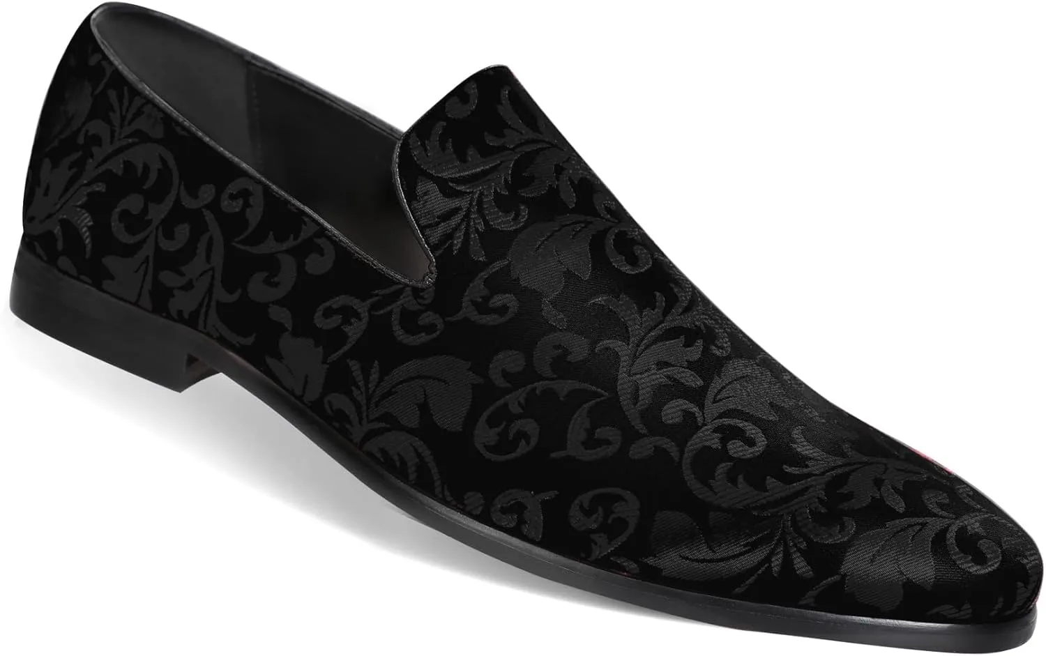 Cloudstyle Men's Vintage Dress Loafers Shoes Fashion Floral Satin Slip-On Prom Tuxedo Shoes