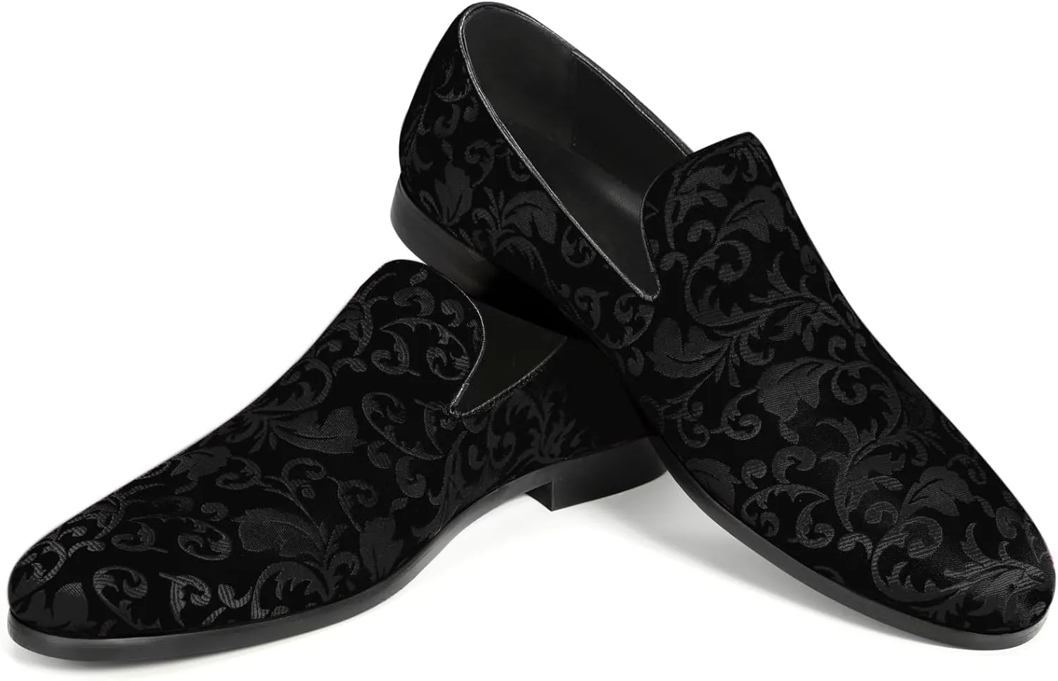 Cloudstyle Men's Vintage Dress Loafers Shoes Fashion Floral Satin Slip-On Prom Tuxedo Shoes