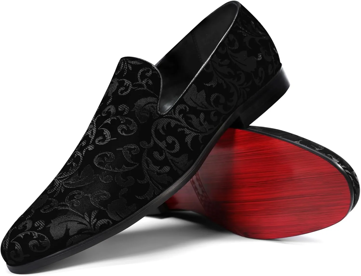 Cloudstyle Men's Vintage Dress Loafers Shoes Fashion Floral Satin Slip-On Prom Tuxedo Shoes