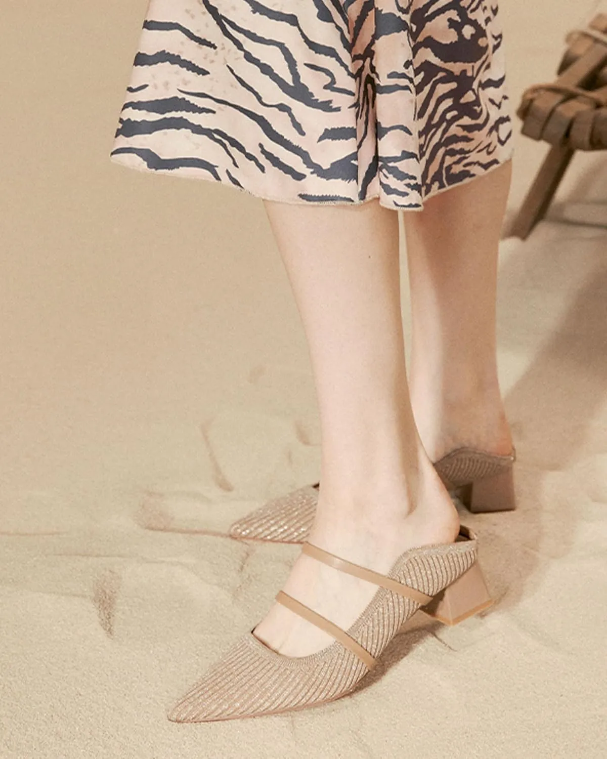 Commute Pointed Toe Solid Color Heeled Mules