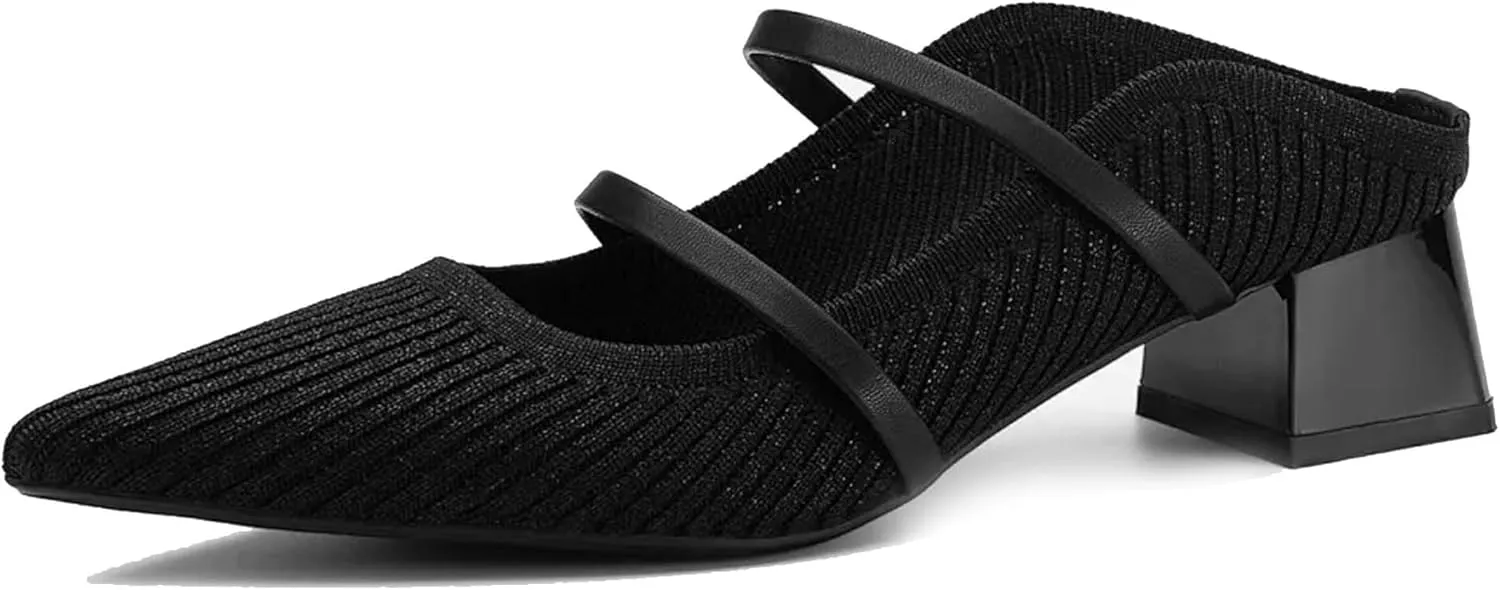 Commute Pointed Toe Solid Color Heeled Mules