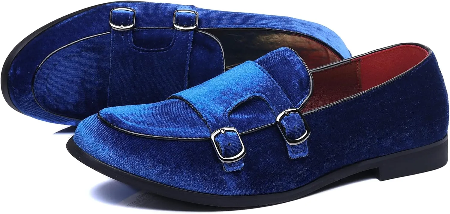 COSIDRAM Men's Casual Shoes Fashion Velvet Patent Leather Loafers Classic Gold Buckle Business Party Shoes