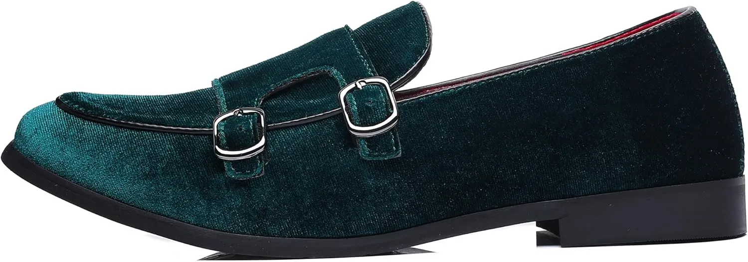 COSIDRAM Men's Casual Shoes Fashion Velvet Patent Leather Loafers Classic Gold Buckle Business Party Shoes