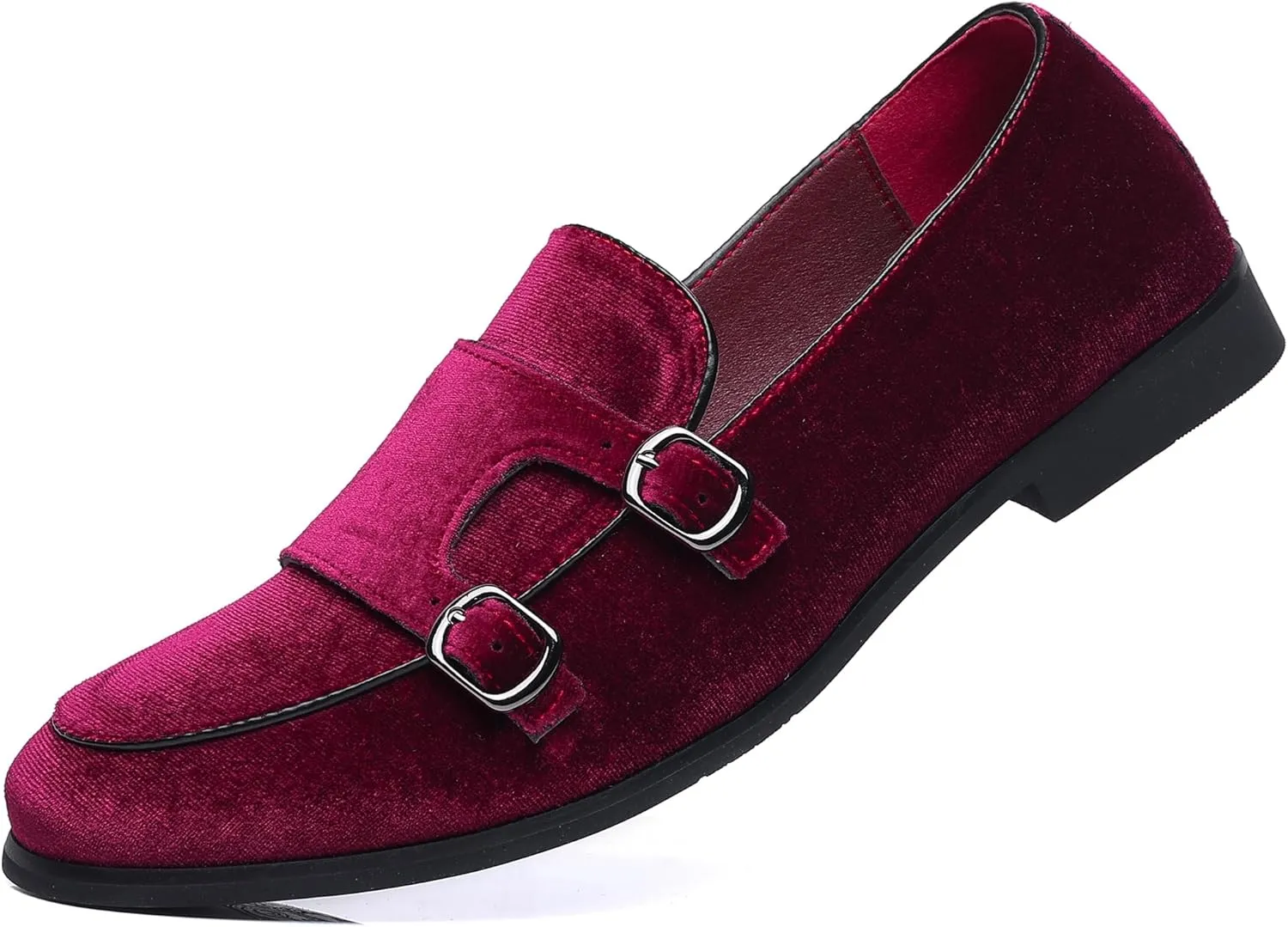 COSIDRAM Men's Casual Shoes Fashion Velvet Patent Leather Loafers Classic Gold Buckle Business Party Shoes