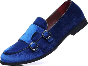 COSIDRAM Men's Casual Shoes Fashion Velvet Patent Leather Loafers Classic Gold Buckle Business Party Shoes