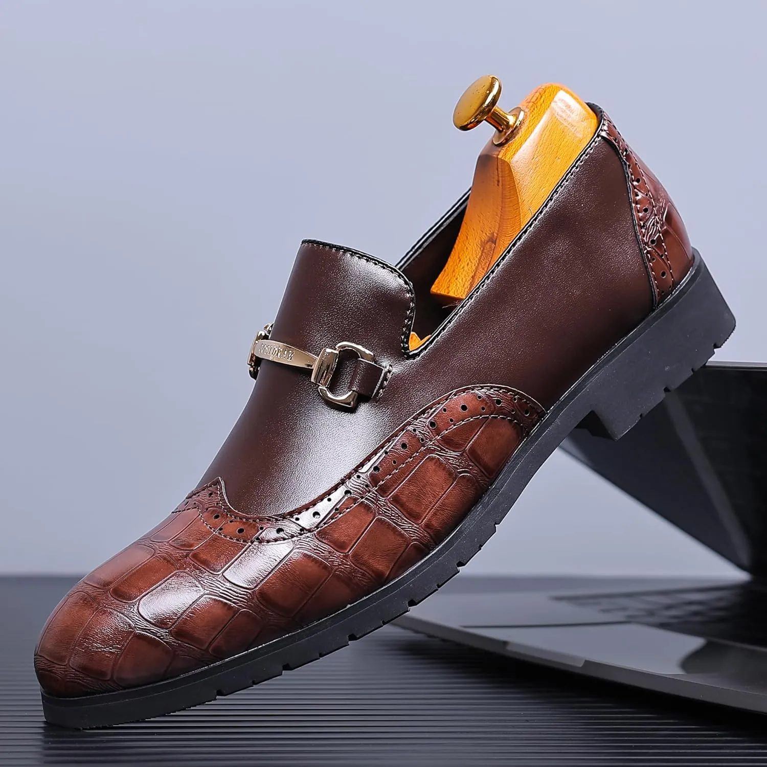 COSIDRAM Men's Dress Shoes Oxfords Slip on Classic Modern Formal Leather Shoes Casual Loafers