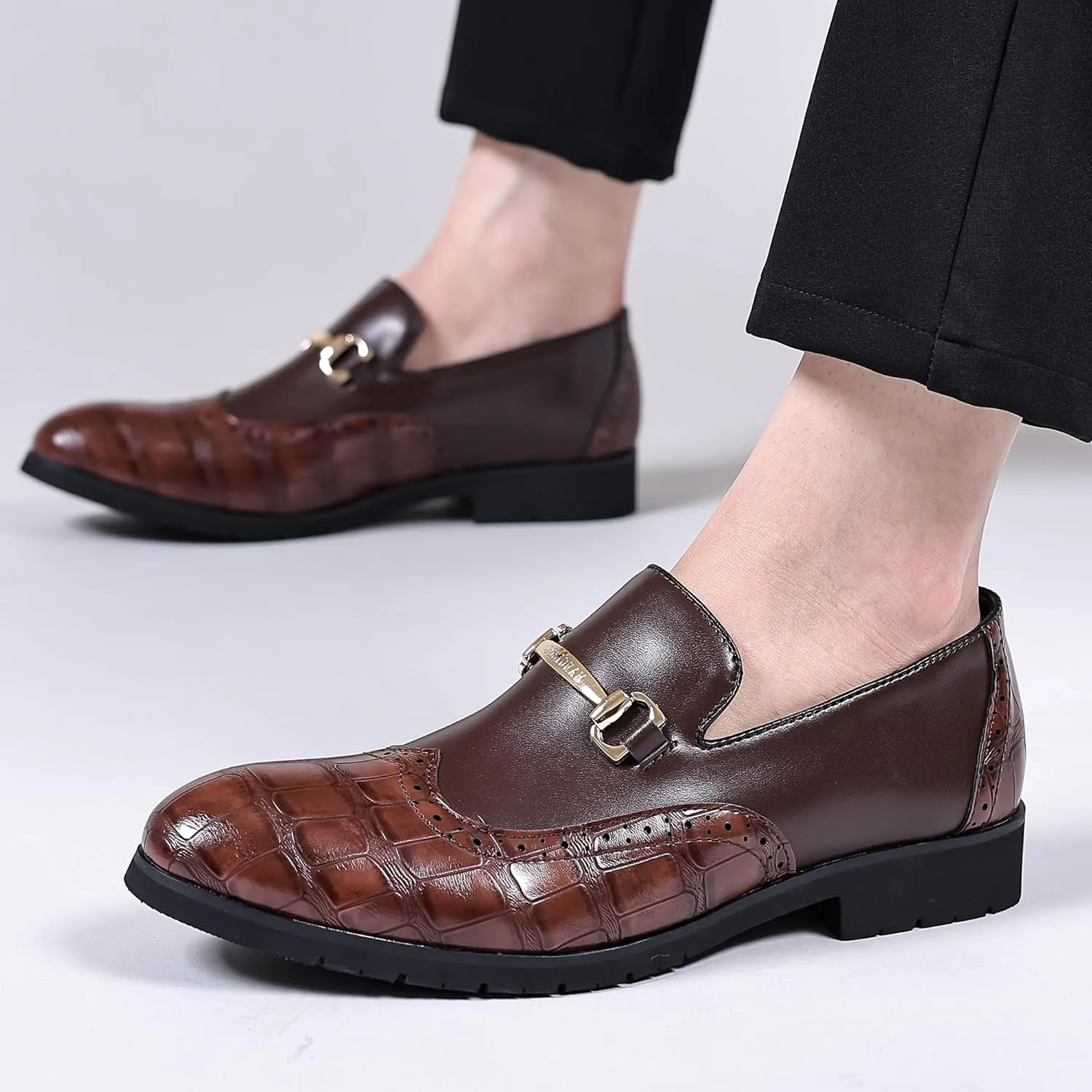 COSIDRAM Men's Dress Shoes Oxfords Slip on Classic Modern Formal Leather Shoes Casual Loafers