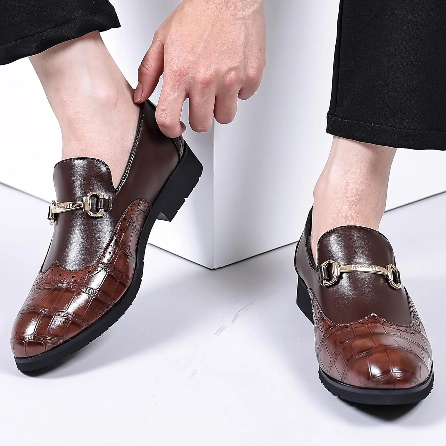 COSIDRAM Men's Dress Shoes Oxfords Slip on Classic Modern Formal Leather Shoes Casual Loafers