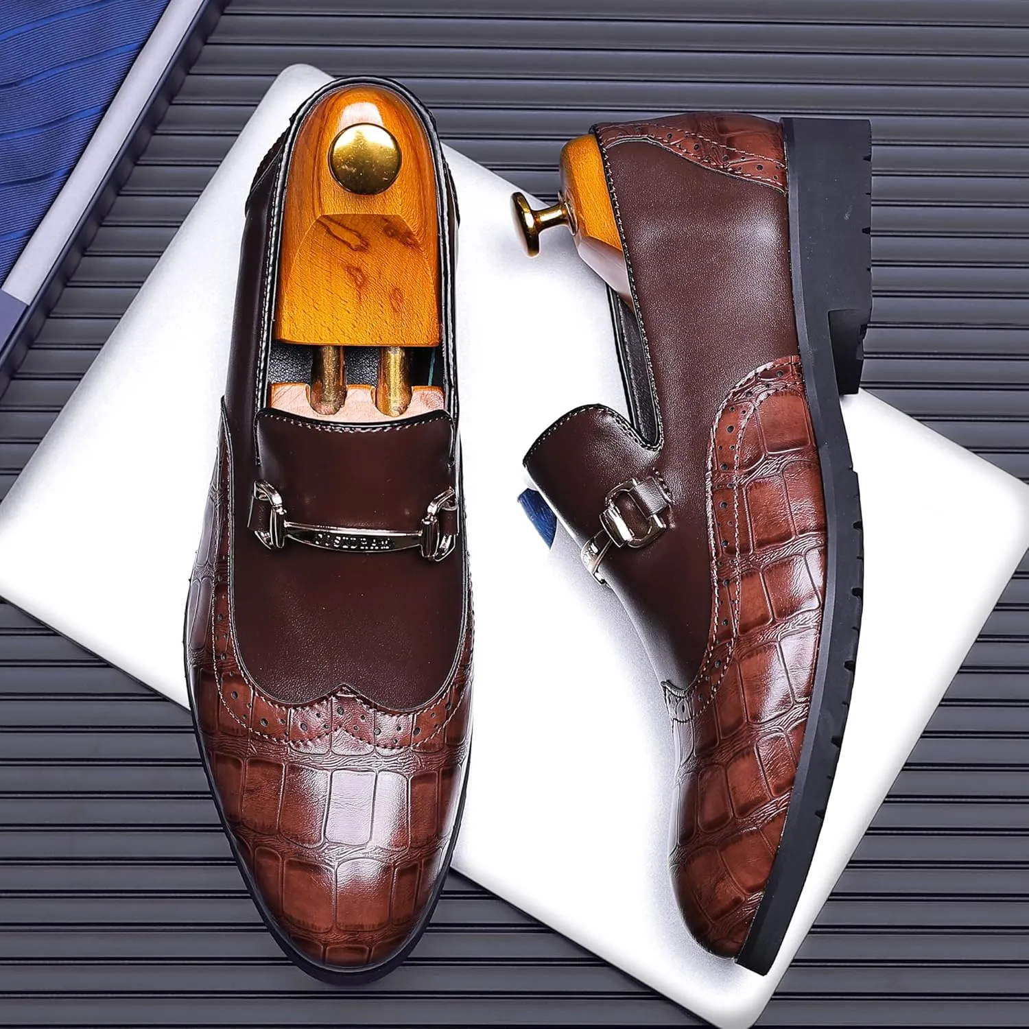 COSIDRAM Men's Dress Shoes Oxfords Slip on Classic Modern Formal Leather Shoes Casual Loafers