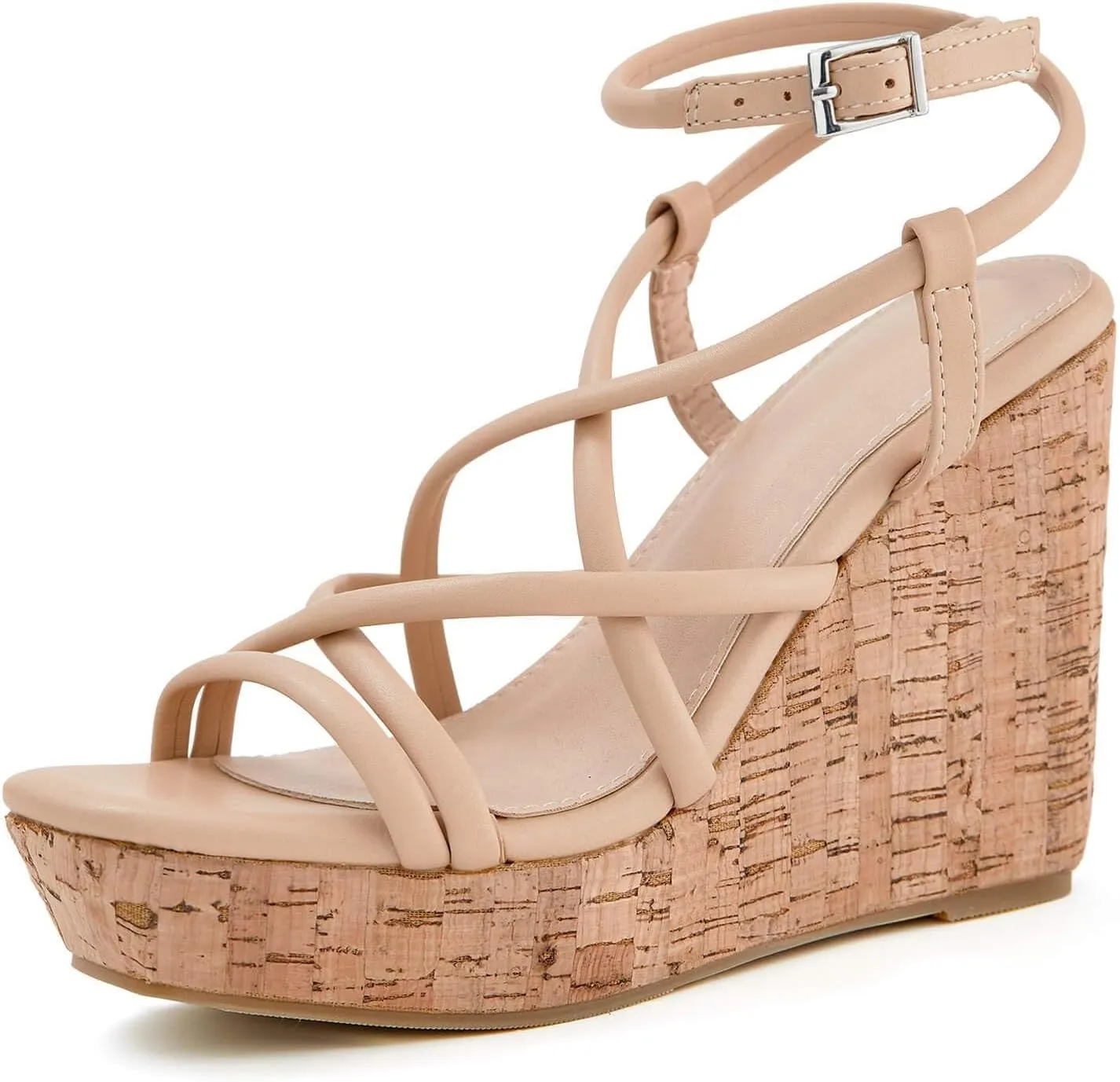 Coutgo Women Platform Wedge Sandals Cork Slingback Wedges Espadrilles Heels Summer Shoes