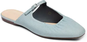 Coutgo Womens Mules Mary Jane Flats Closed Toe Pleated Slip on Shoes Dressy Casual Slides