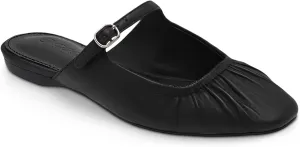 Coutgo Womens Mules Mary Jane Flats Closed Toe Pleated Slip on Shoes Dressy Casual Slides