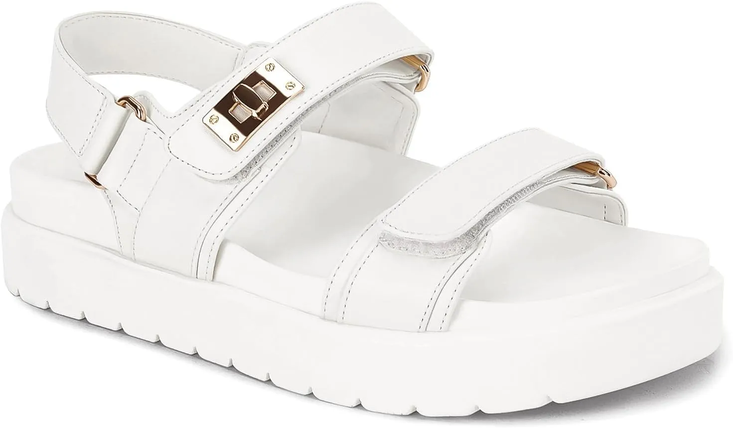 Coutgo Womens Platform Sandals Comfortable Flat Sandals Double Strap Footbed Summer Beach Sandals