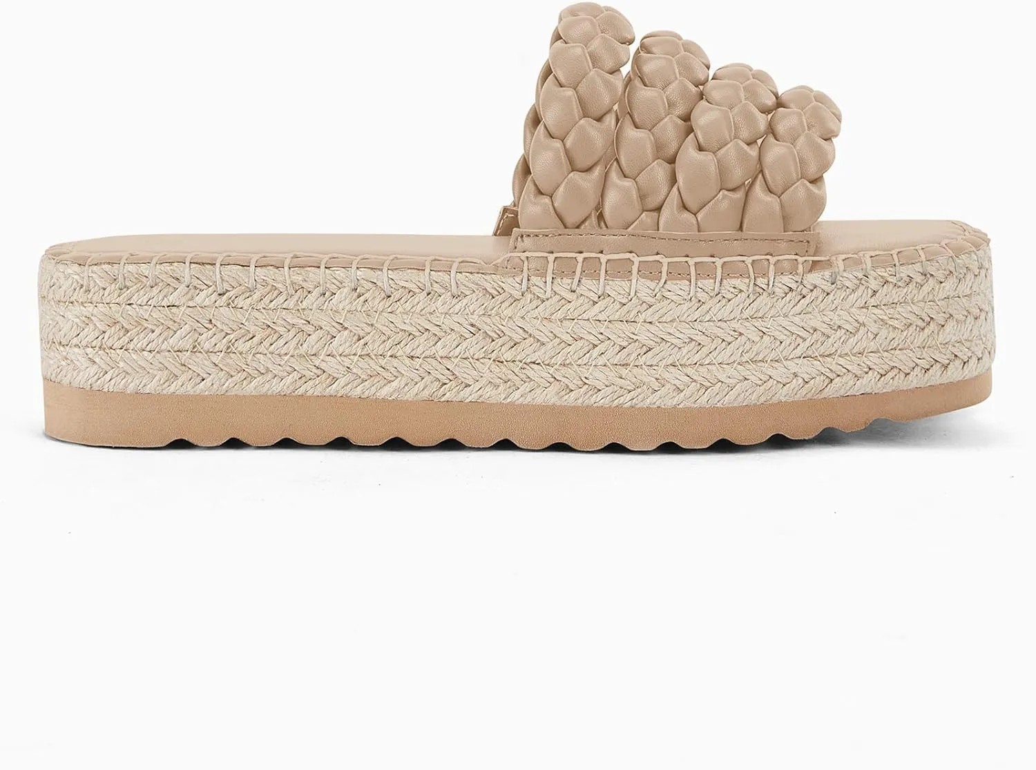 Coutgo Womens Platform Slides Sandals Espadrilles Braided Slip on Open Toe Backless Summer Dress Shoes