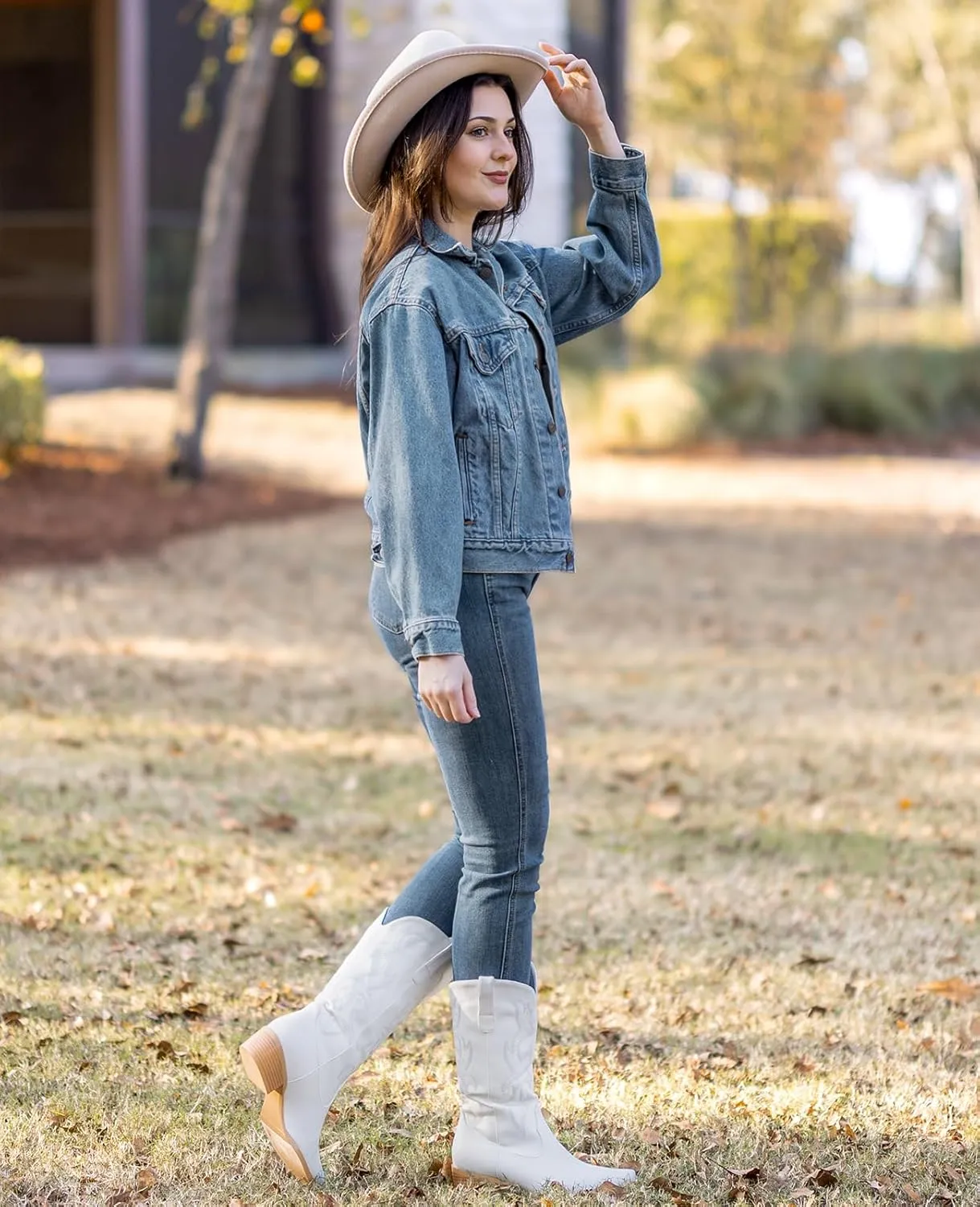 Cowboy Boots for Women - Embroidered Cowgirl Boots Western Mid Calf Fashion Chunky Heel Pointed Toe Country Boot