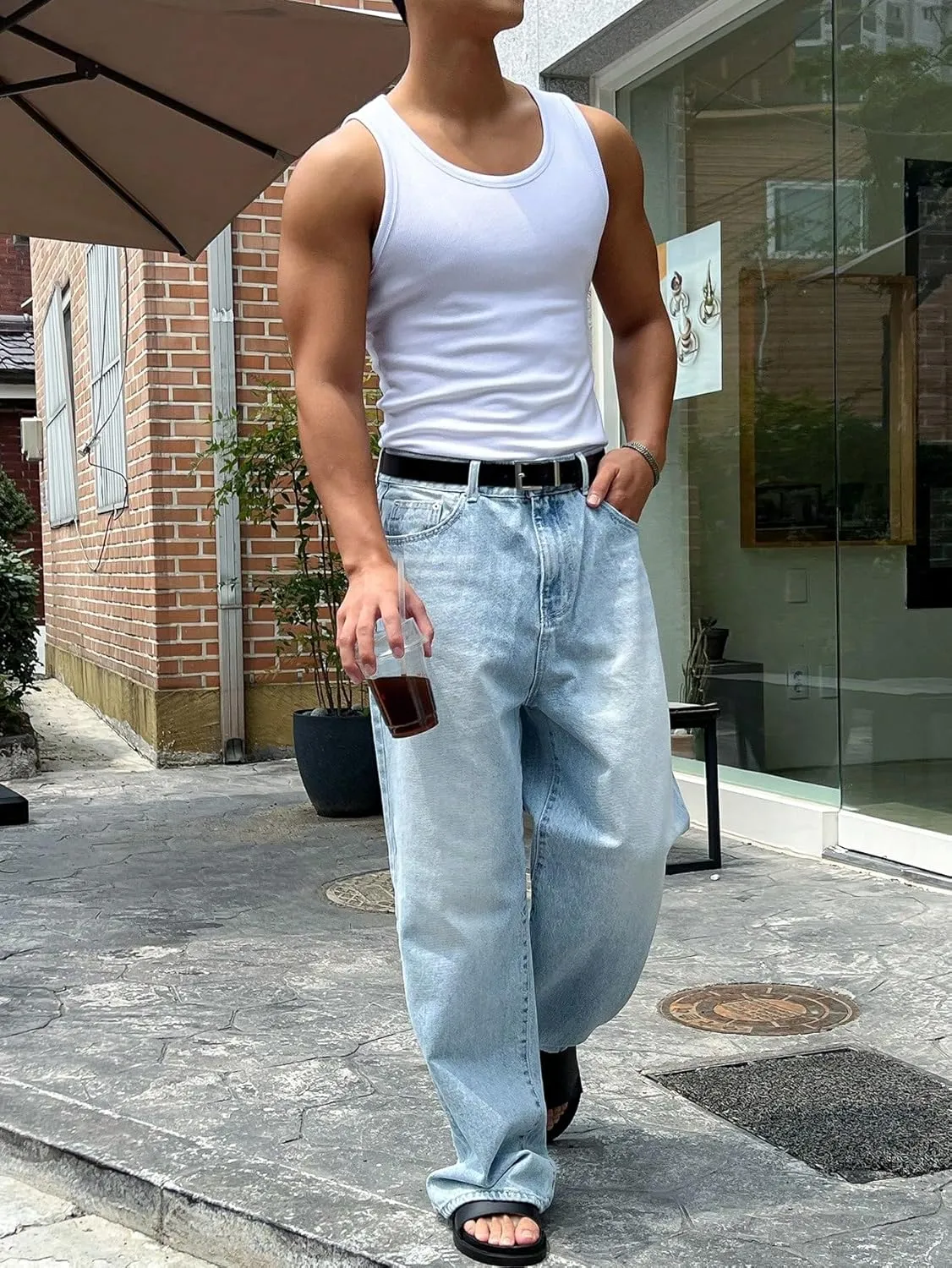 COZYEASE Men's Summer Tank Top Scoop Neck Workout Gym Muscle Tank T-Shirt Sleeveless Undershirt