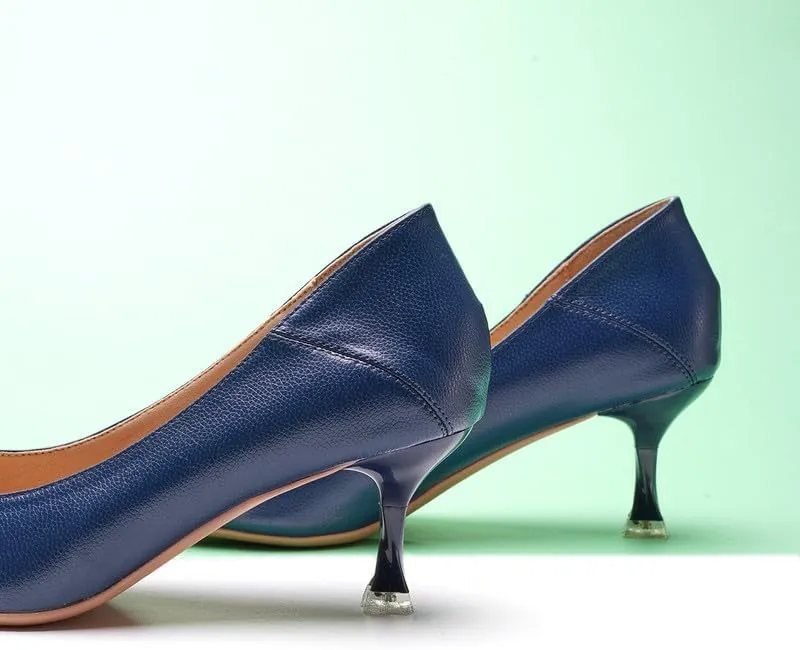 C.Paravano Pointy Kitten Heels Wedding Shoes Dressy Low Heel Work Casual Heels Flight Attendant Heels Mules Heels Women Pump for Office Wear