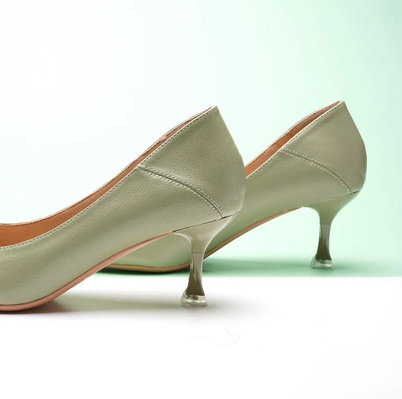 C.Paravano Pointy Kitten Heels Wedding Shoes Dressy Low Heel Work Casual Heels Flight Attendant Heels Mules Heels Women Pump for Office Wear