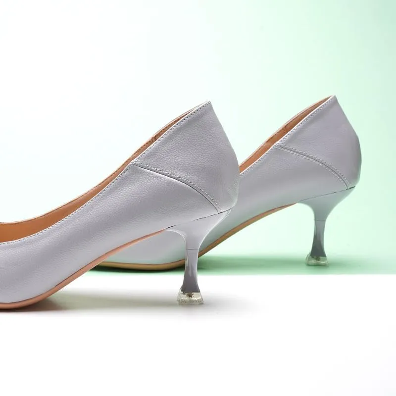 C.Paravano Pointy Kitten Heels Wedding Shoes Dressy Low Heel Work Casual Heels Flight Attendant Heels Mules Heels Women Pump for Office Wear