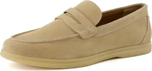 CUSHIONAIRE Selby Men's Genuine Leather Slip-On Casual Penny Loafers – Memory Foam, Rubber Sole