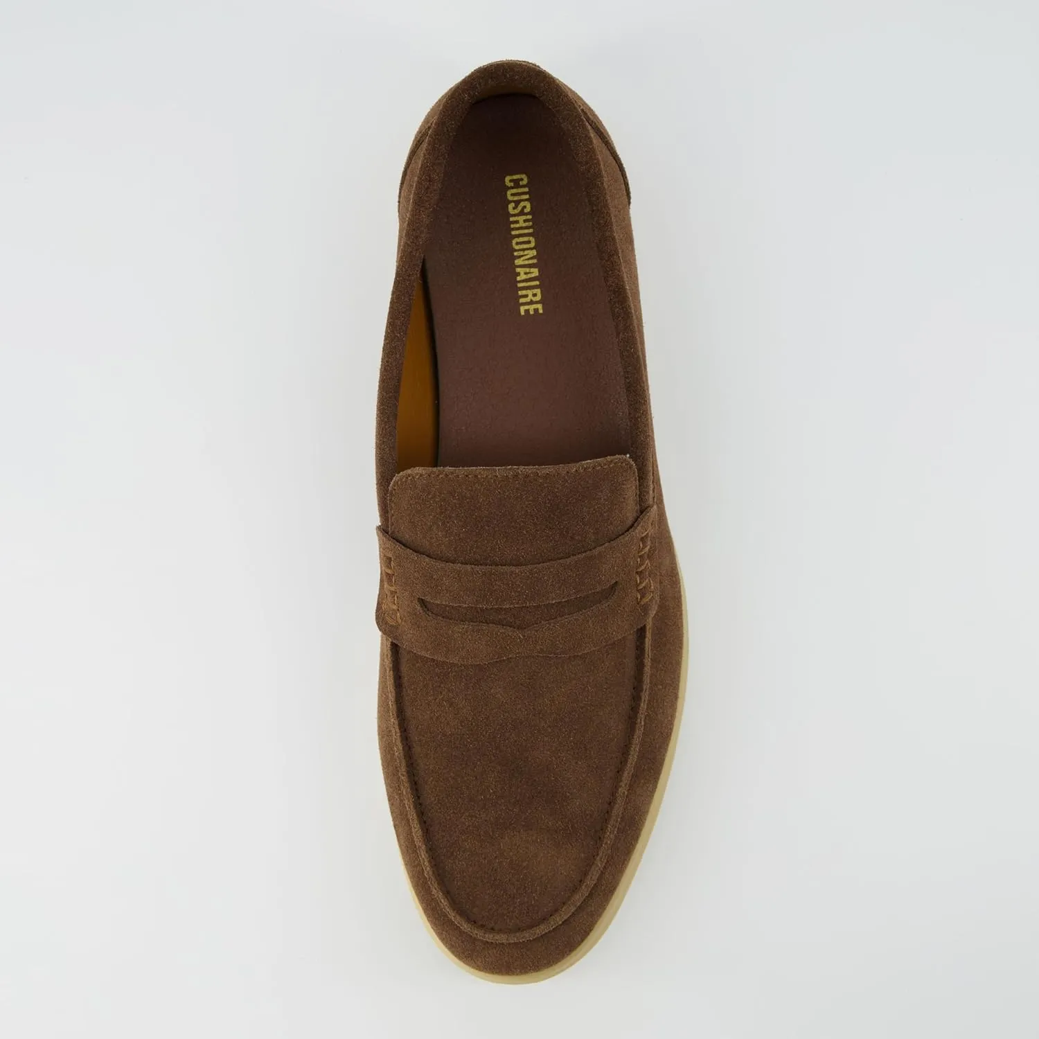 CUSHIONAIRE Selby Men's Genuine Leather Slip-On Casual Penny Loafers – Memory Foam, Rubber Sole
