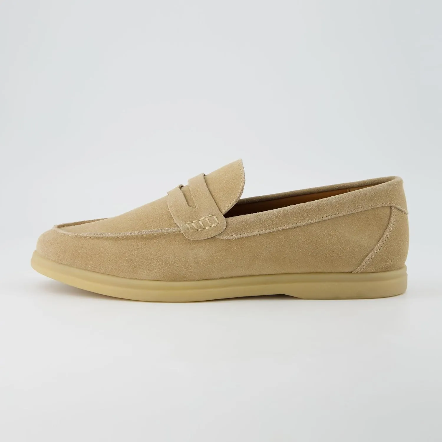 CUSHIONAIRE Selby Men's Genuine Leather Slip-On Casual Penny Loafers – Memory Foam, Rubber Sole