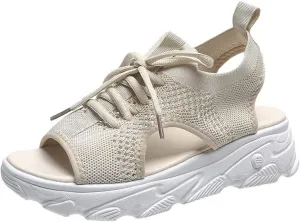 Cute Sandals for Women Summer Washable Slingback Orthopedic Slide Sport Sandals Causal Mesh Open Toe Platform Wedge Sandal with Arch Support Comfy Sports Knit Shoes