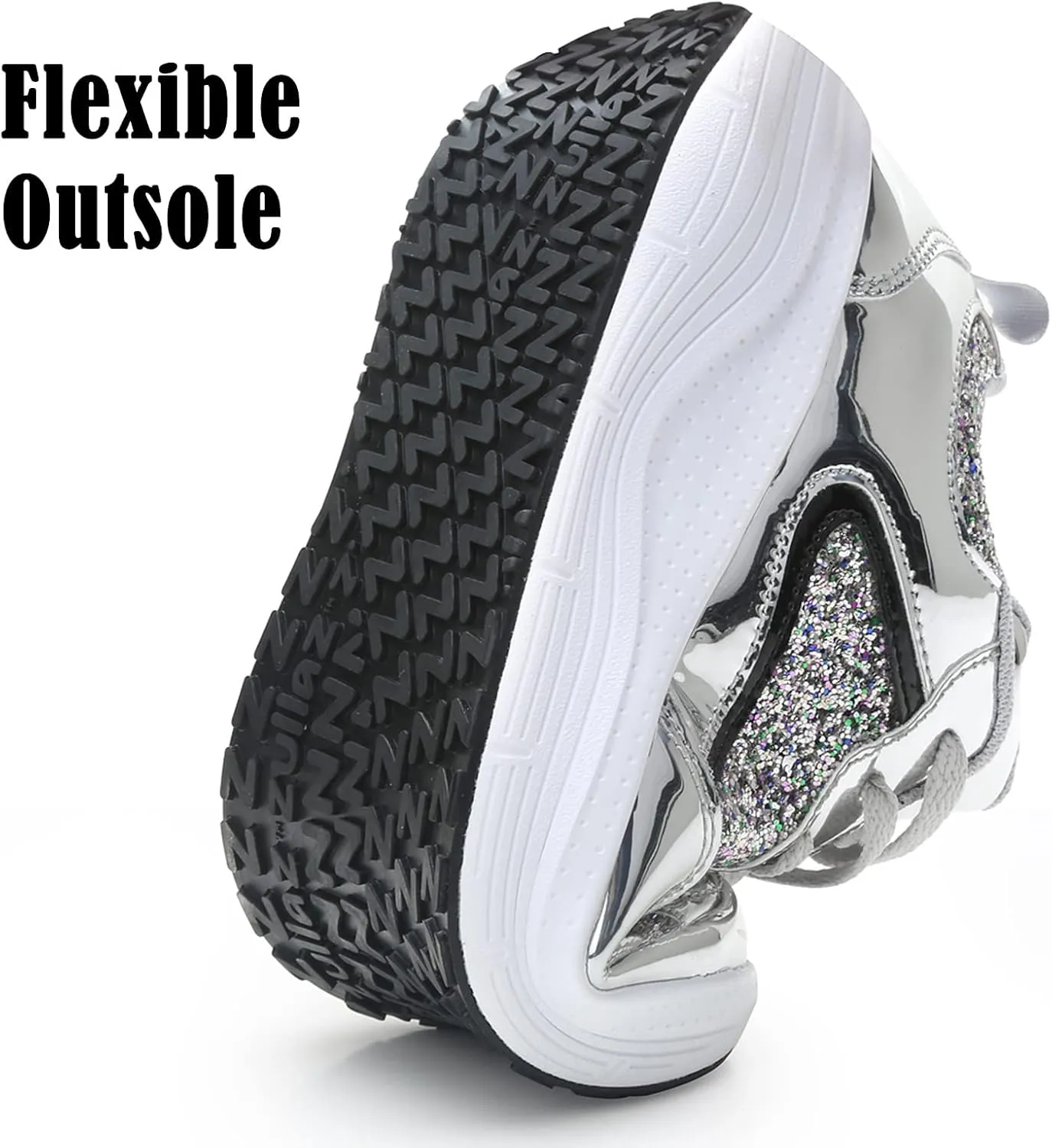 DADAWEN Women's Glitter Platform Wedge Athletic Tennis Walking Shoes Sparkly Sequin Lightweight Non Slip Casual Comfort Fashion Sneakers (Size:US5-US12)