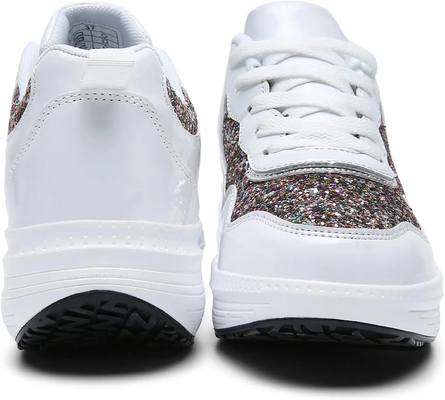 DADAWEN Women's Glitter Platform Wedge Athletic Tennis Walking Shoes Sparkly Sequin Lightweight Non Slip Casual Comfort Fashion Sneakers (Size:US5-US12)