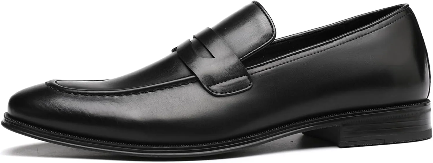 DECARSDZ Mens Slip-On Penny Loafer Casual Dress Shoes Black Wedding Formal Work Pointed Toe Men Tuxedo Shoes
