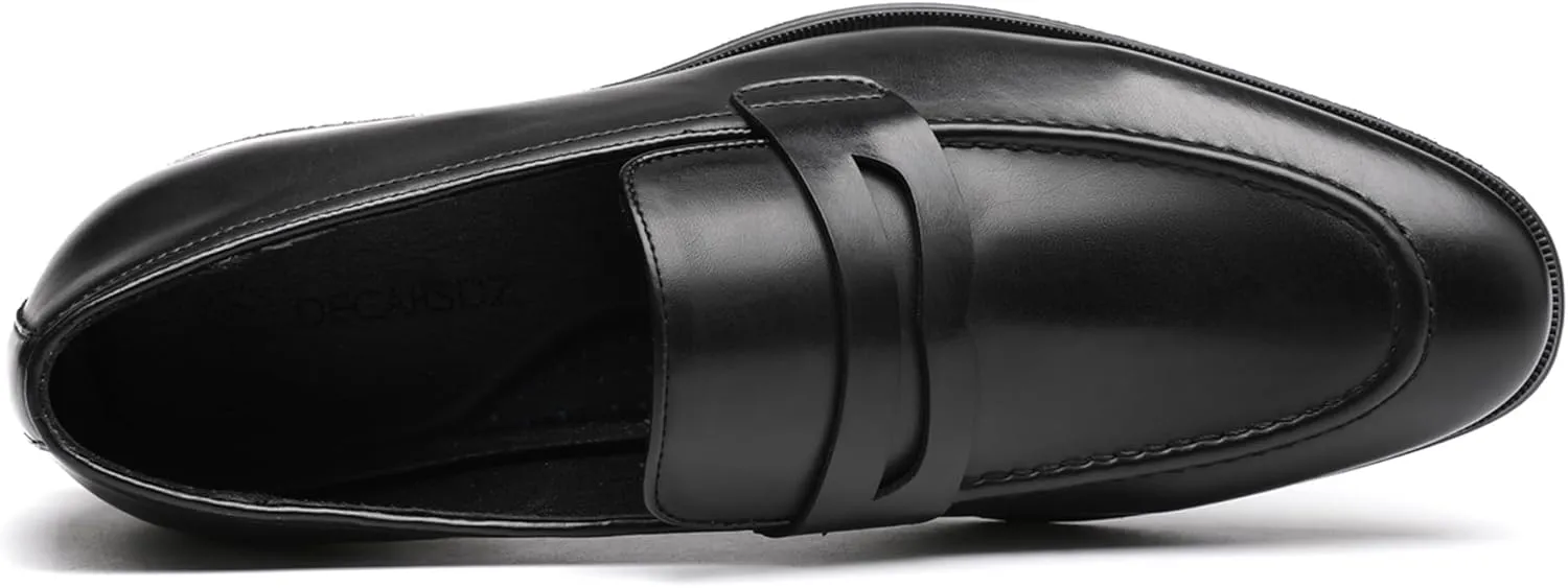 DECARSDZ Mens Slip-On Penny Loafer Casual Dress Shoes Black Wedding Formal Work Pointed Toe Men Tuxedo Shoes