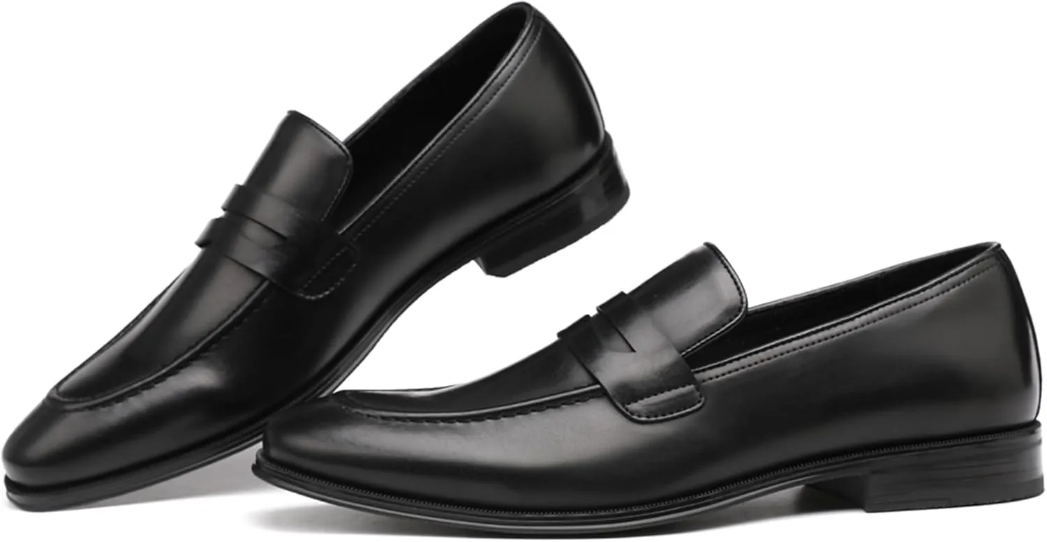 DECARSDZ Mens Slip-On Penny Loafer Casual Dress Shoes Black Wedding Formal Work Pointed Toe Men Tuxedo Shoes