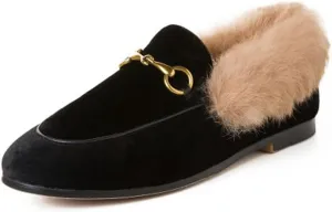 Divanne Loafers for Women, Womens Loafer Flats Gold Chain Penny Loafers Slip On Fur Loafer Mules