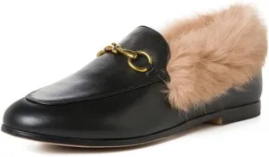 Divanne Loafers for Women, Womens Loafer Flats Gold Chain Penny Loafers Slip On Fur Loafer Mules