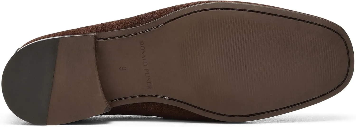Donald Pliner Dannie Slip-On Leather Loafer - Stacked Heel – Classic Dress Loafers for Men, Memory Foam Insole, Men’s Driving Shoes, Leather Shoes for Men