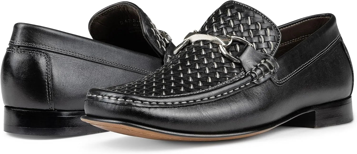 Donald Pliner Dannie Slip-On Leather Loafer - Stacked Heel – Classic Dress Loafers for Men, Memory Foam Insole, Men’s Driving Shoes, Leather Shoes for Men