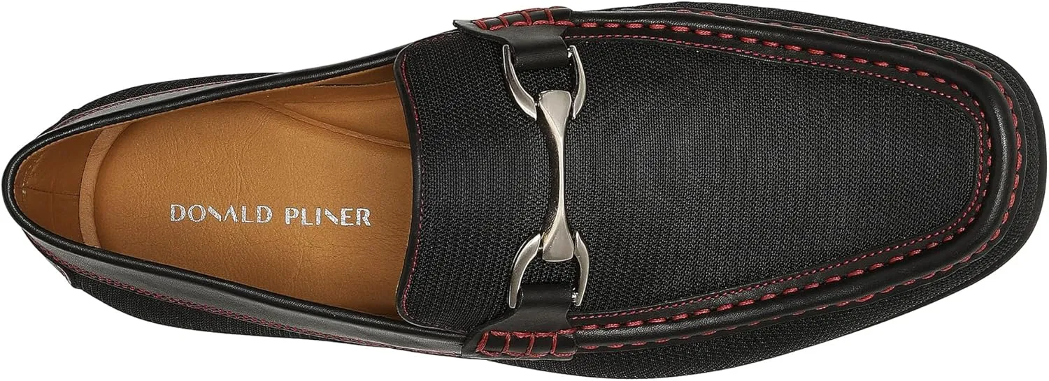 Donald Pliner Dannie Slip-On Leather Loafer - Stacked Heel – Classic Dress Loafers for Men, Memory Foam Insole, Men’s Driving Shoes, Leather Shoes for Men