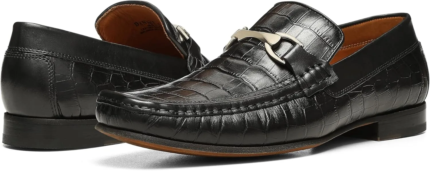 Donald Pliner Dannie Slip-On Leather Loafer - Stacked Heel – Classic Dress Loafers for Men, Memory Foam Insole, Men’s Driving Shoes, Leather Shoes for Men