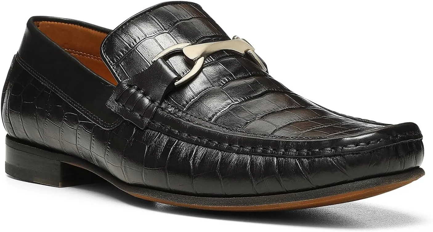 Donald Pliner Dannie Slip-On Leather Loafer - Stacked Heel – Classic Dress Loafers for Men, Memory Foam Insole, Men’s Driving Shoes, Leather Shoes for Men