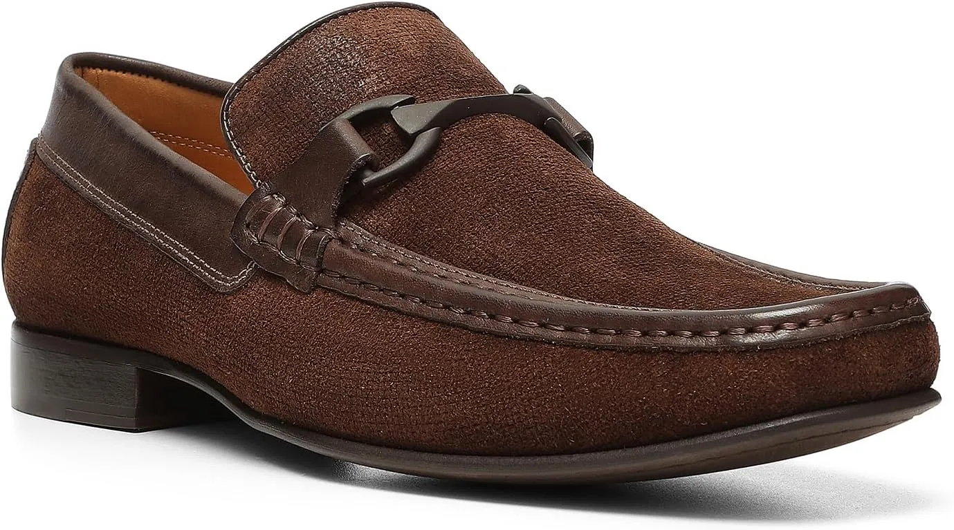 Donald Pliner Dannie Slip-On Leather Loafer - Stacked Heel – Classic Dress Loafers for Men, Memory Foam Insole, Men’s Driving Shoes, Leather Shoes for Men