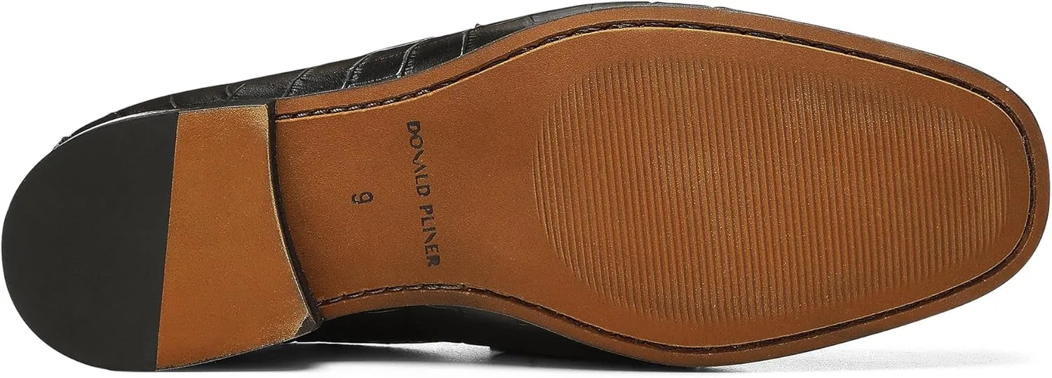 Donald Pliner Dannie Slip-On Leather Loafer - Stacked Heel – Classic Dress Loafers for Men, Memory Foam Insole, Men’s Driving Shoes, Leather Shoes for Men