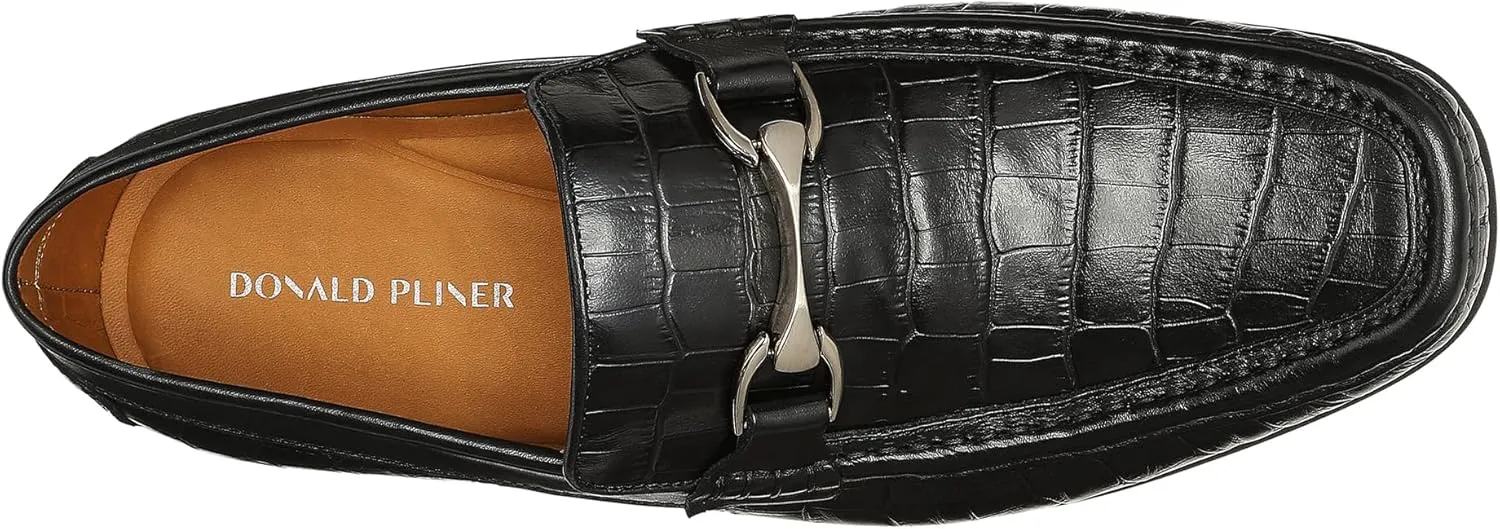 Donald Pliner Dannie Slip-On Leather Loafer - Stacked Heel – Classic Dress Loafers for Men, Memory Foam Insole, Men’s Driving Shoes, Leather Shoes for Men